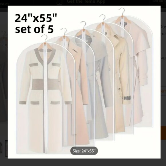 5-piece Waterproof Zippered Garment Bag - Picture 3 of 7